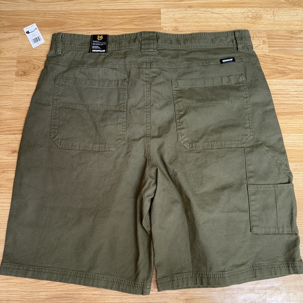 Caterpillar Stretch Canvas Carpenter Shorts Mens 36 Dusty Olive Summer NWT - Picture 5 of 6